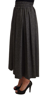 Dolce & Gabbana Elegant A-Line Midi Wool Skirt in Gray Women's Zigzag