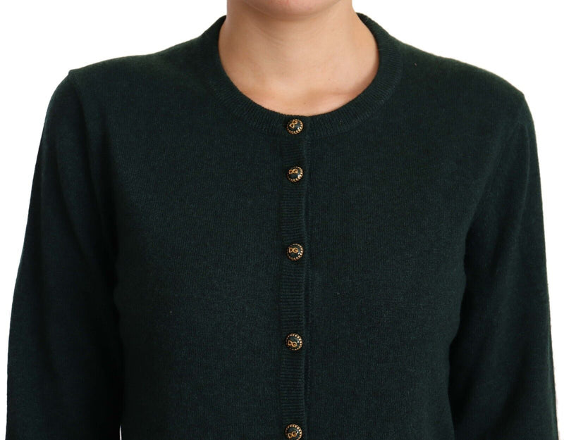Dolce & Gabbana Green Cashmere DG Buttons Cardigan Women's Sweater