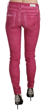 Dolce & Gabbana Pink Velvet Mid Waist Skinny Trouser Women's Pants