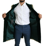 Dolce & Gabbana Elegant Gold Green Jacquard Sicilia Men's Jacket
