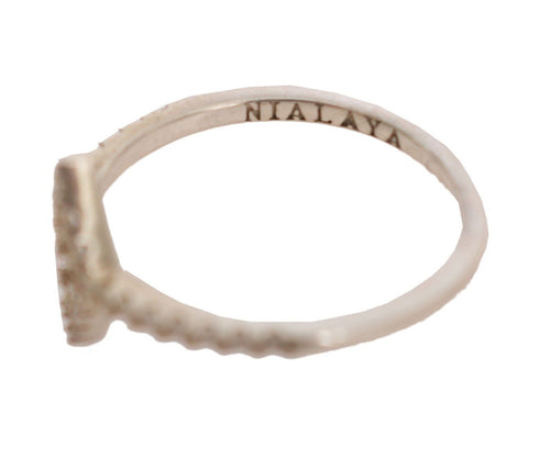 Nialaya Elegant Silver CZ Crystal Studded Women's Ring