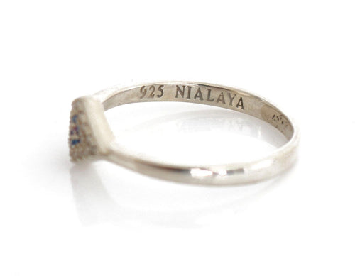 Nialaya Blue Red CZ 925 Silver Womens Clear Ring