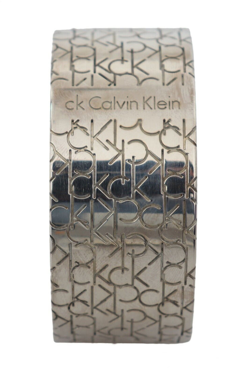 Calvin Klein Elegant Sterling Silver Logo Bangle Women's Bracelet