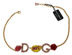 Dolce & Gabbana Gold Crystal Charm Statement Women's Necklace