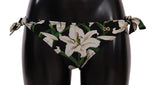 Dolce & Gabbana Bikini Bottom Black Lily Print Swimsuit Women's Swimwear