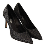 Sofia Elegant Black Leopard Print Leather Women's Heels