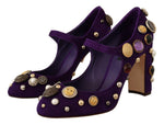 Dolce & Gabbana Elegant Suede Heels with Jewel Women's Buttons