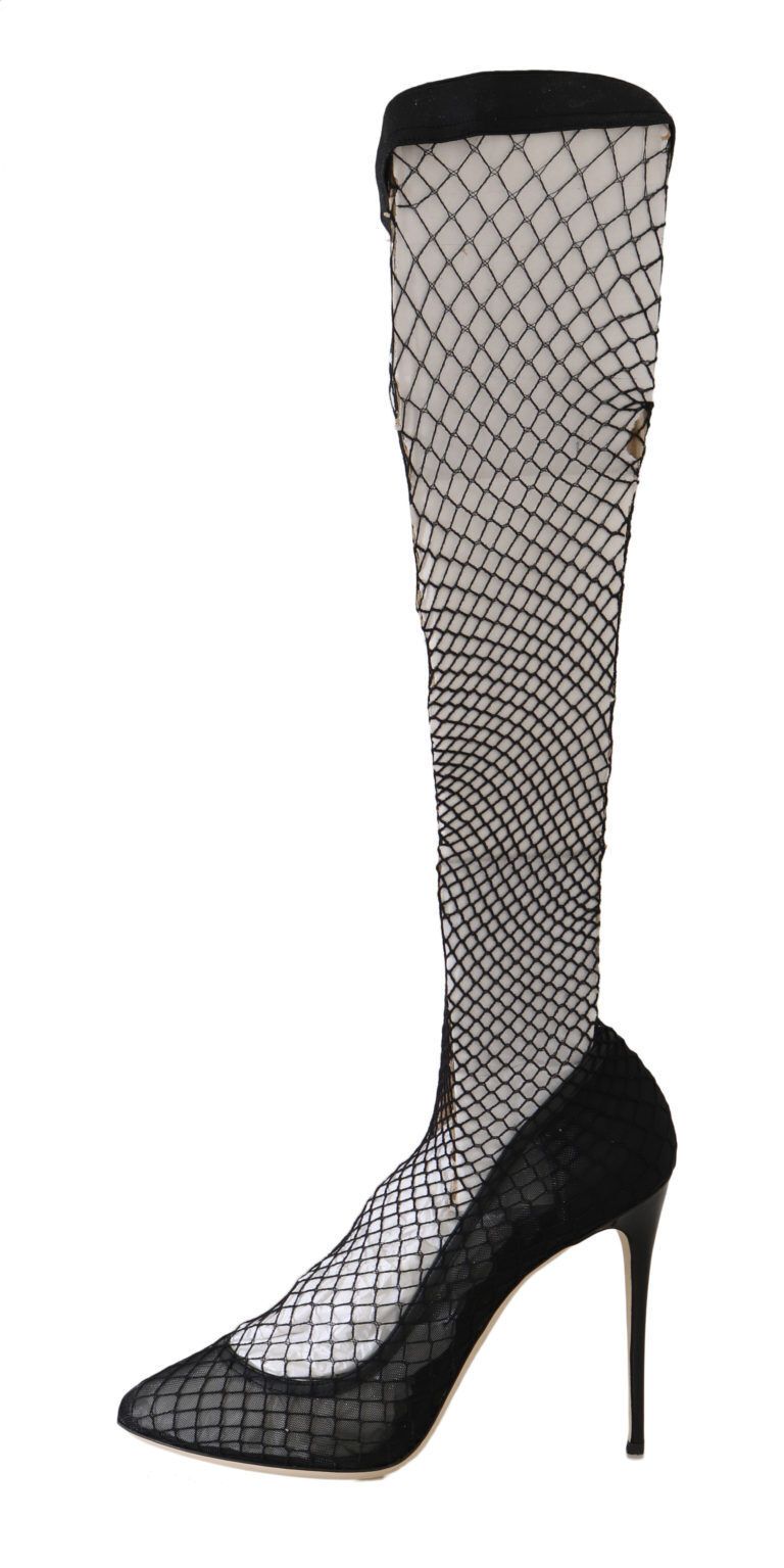Dolce & Gabbana Elegant Netted Sock Pumps in Timeless Women's Black