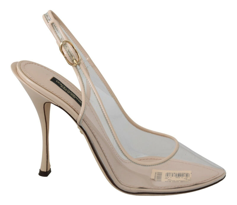 Dolce & Gabbana Slingback PVC Beige Clear High Heels Women's Shoes