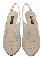 Dolce & Gabbana Slingback PVC Beige Clear High Heels Women's Shoes