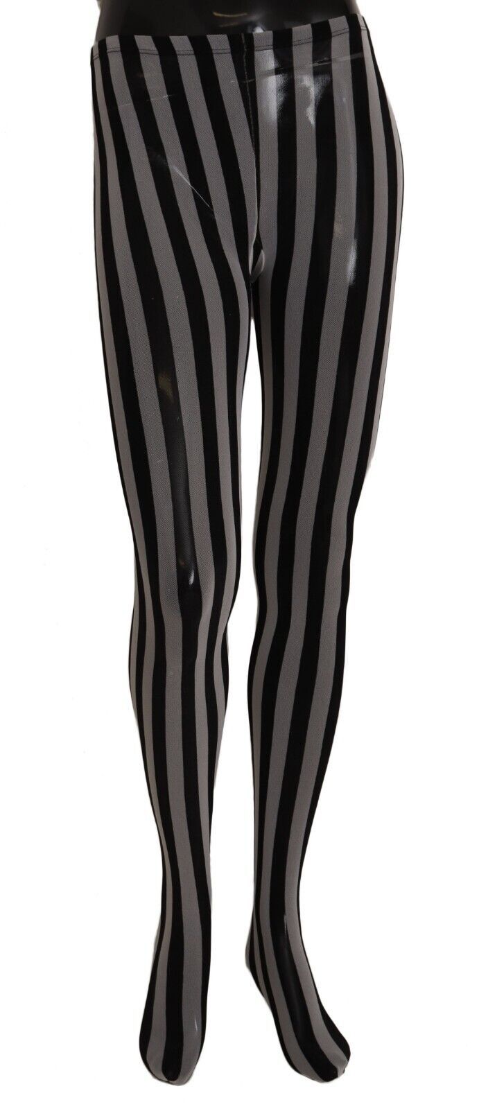 Dolce & Gabbana Black and White Striped Luxury Women's Tights