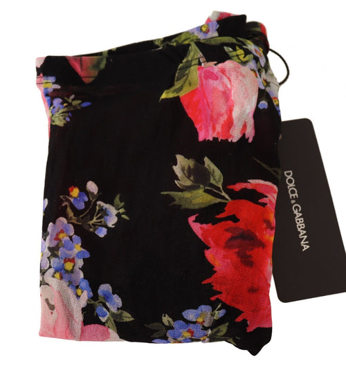 Dolce & Gabbana Black Floral Print Tights Nylon Women's Stockings