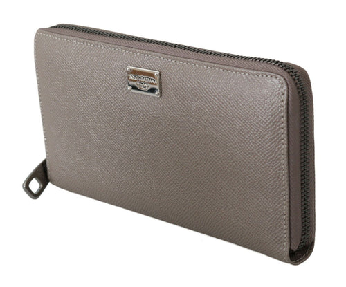 Dolce & Gabbana Beige Continental Zip Leather Men's Wallet