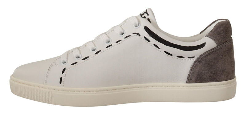 Dolce & Gabbana Elegant White Leather Casual Men's Sneakers