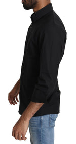 Dolce & Gabbana Black Cotton Formal Dress Men Top Men's Shirt
