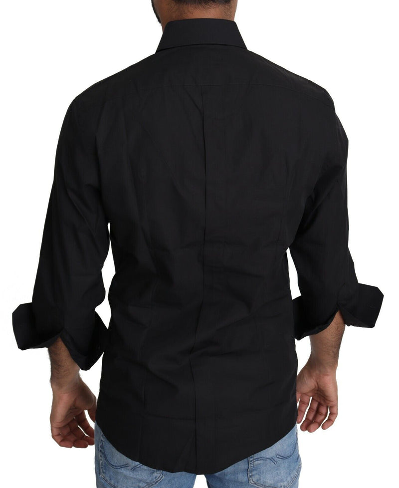 Dolce & Gabbana Black Cotton Formal Dress Men Top Men's Shirt