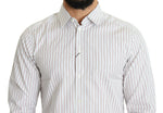 Dolce & Gabbana Elegant White Striped Cotton Dress Men's Shirt