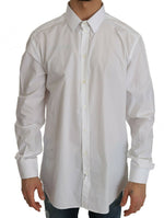 Dolce & Gabbana White 100% Cotton GOLD Slim Dress Men's Shirt