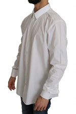 Dolce & Gabbana White 100% Cotton GOLD Slim Dress Men's Shirt