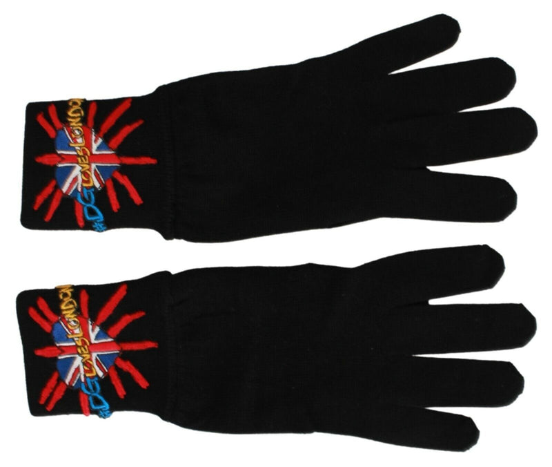 Dolce & Gabbana Elegant Black Virgin Wool Men's Gloves
