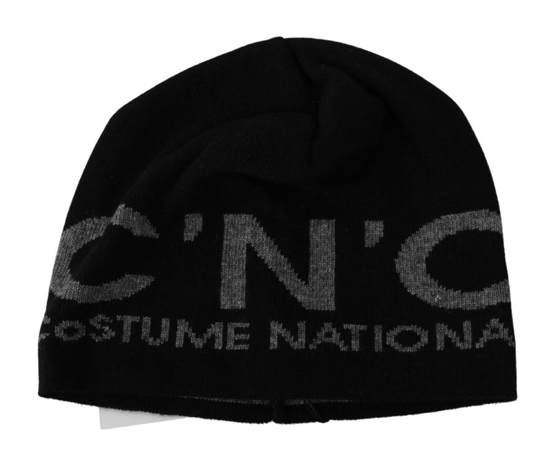 Costume National Beanie Black Wool Blend Branded Men's Hat