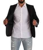 FRADI Black Single Breasted Slim Fit Two Button Men's Blazer
