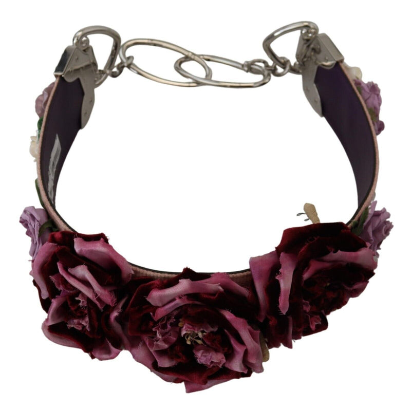 Dolce & Gabbana Beige Floral Leather Shoulder Strap Women's Accessory