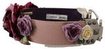 Dolce & Gabbana Beige Floral Leather Shoulder Strap Women's Accessory