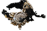 Dolce & Gabbana Black Silk Gold Crystal Studded Women's Diadem