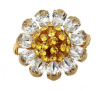 Dolce & Gabbana Gold Brass Yellow Crystal Flower Women's Ring