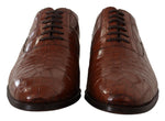 Dolce & Gabbana Brown Crocodile Leather Mens Formal Derby Men's Shoes