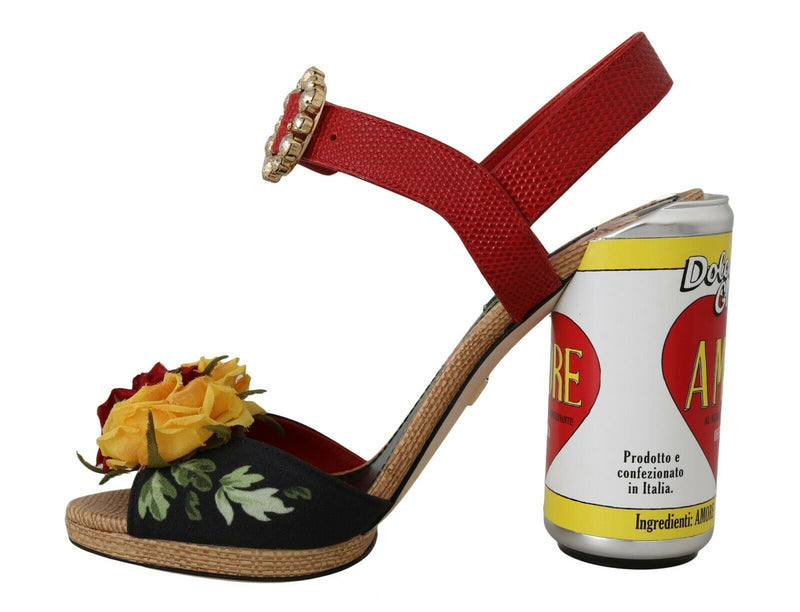 Dolce & Gabbana Multicolor Floral-Embellished Cylindrical Heels AMORE Women's Sandals