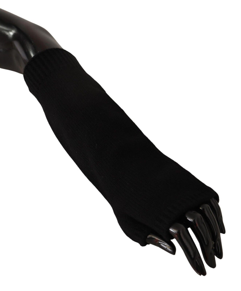 Dolce & Gabbana Elegant Black Cashmere Fingerless Women's Gloves