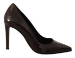 Sofia Brown Patent Leather Stiletto Heels Pumps Women's Shoes