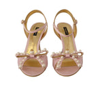 Dolce & Gabbana Elegant Silk Blend Pink Ankle Strap Women's Heels