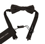 Dolce & Gabbana Black Patterned Silk Adjustable Neck Papillon Bow Men's Tie