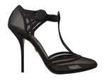 Dolce & Gabbana Elegant Mesh T-Strap Stiletto Women's Pumps
