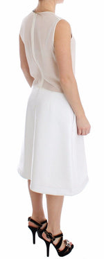 Koonhor Elegant White Silk-Wool Blend Tank Women's Dress