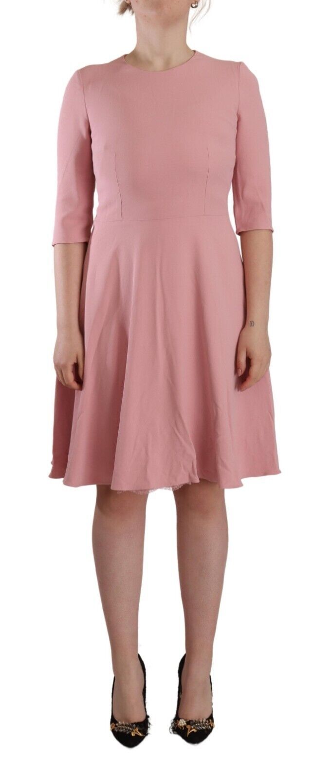 Dolce & Gabbana Pink 3/4 Sleeves Viscose Blend A-line Women's Dress