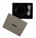 Dolce & Gabbana White Silk Bowtie Leather Men Belt Gift Men's Box