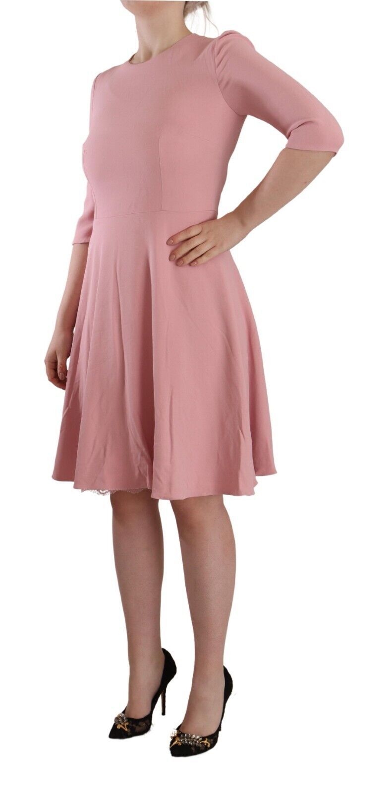 Dolce & Gabbana Pink 3/4 Sleeves Viscose Blend A-line Women's Dress