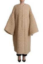 Dolce & Gabbana Beige Cashmere Wool Faux Fur Coat Women's Jacket