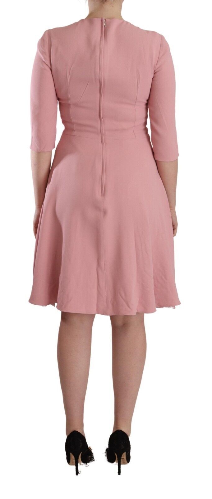 Dolce & Gabbana Pink 3/4 Sleeves Viscose Blend A-line Women's Dress
