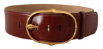 Dolce & Gabbana Elegant Maroon Leather Belt with Gold Women's Buckle