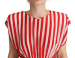 Dolce & Gabbana Red White Stripes Silk Mini A-line Women's Dress