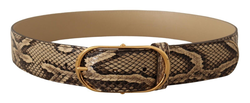 Dolce & Gabbana Elegant Phyton Leather Belt with Gold Women's Buckle