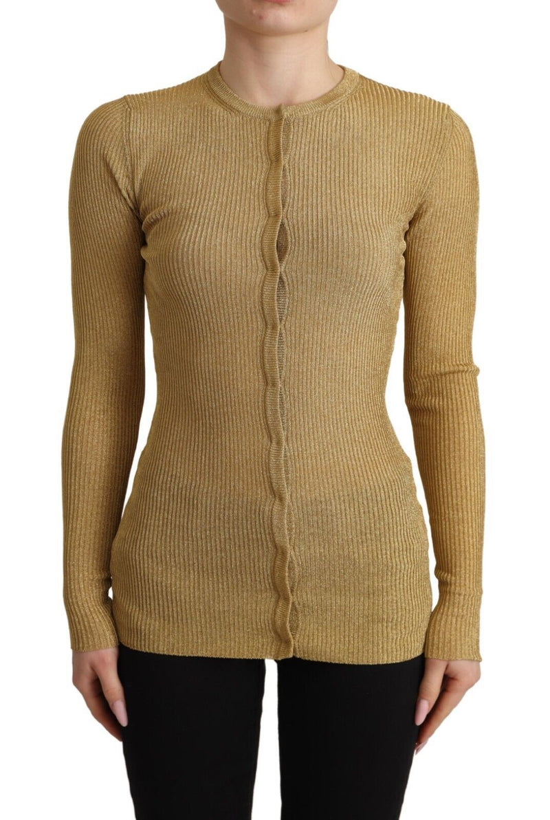Dolce & Gabbana Gold Viscose Blend Buttons Cardigan Women's Sweater