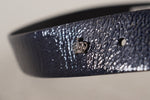 Dolce & Gabbana Elegant Blue Leather Belt with Silver Men's Buckle
