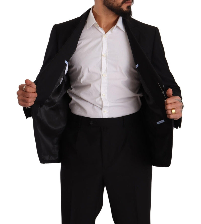 Domenico Tagliente Black Polyester Single Breasted Formal Men's Suit