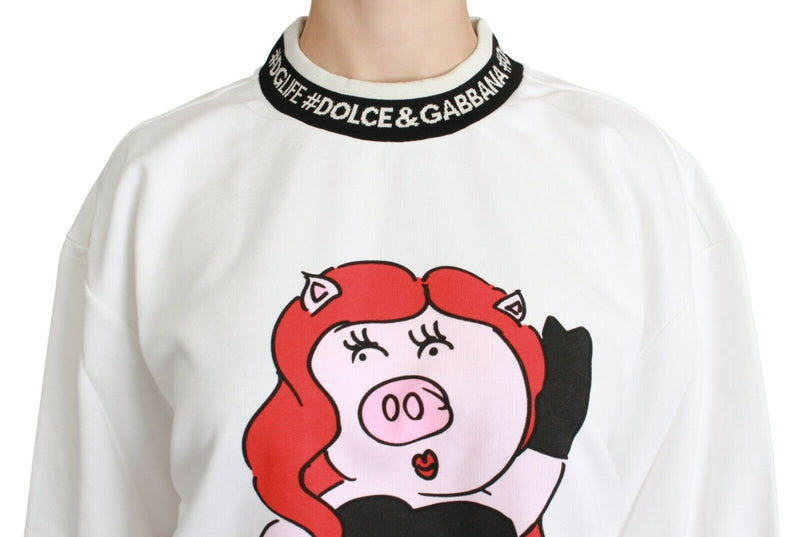 Dolce & Gabbana Chic Crew-Neck Pullover Sweater with Unique Women's Print